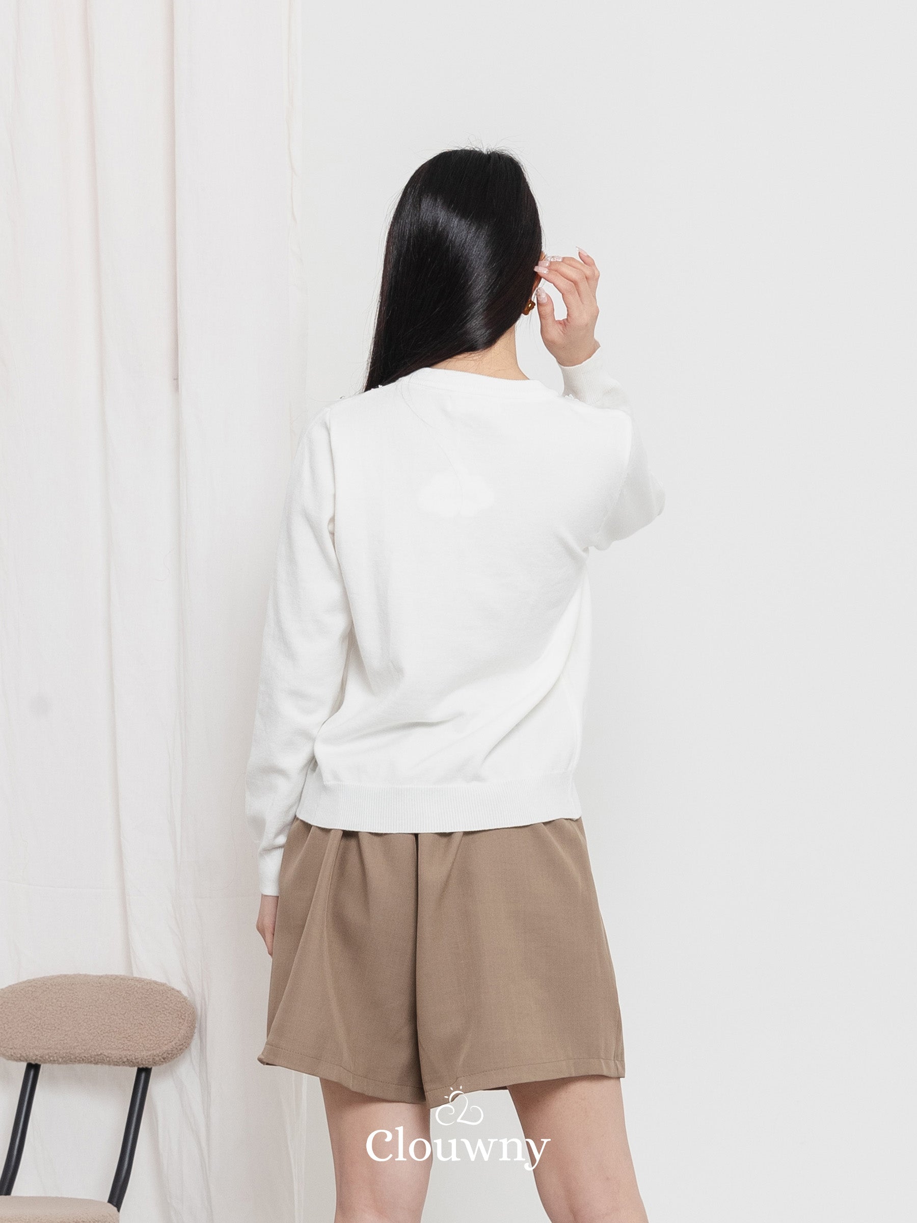 Anya Button Knit Cardigan - White